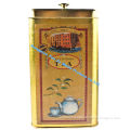 Square Golden Tin Tea Canisters Tin Can For Wax / Powder , 126*93*42mm